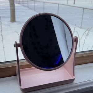 Mainstays Pink Vanity Mirror with Tray